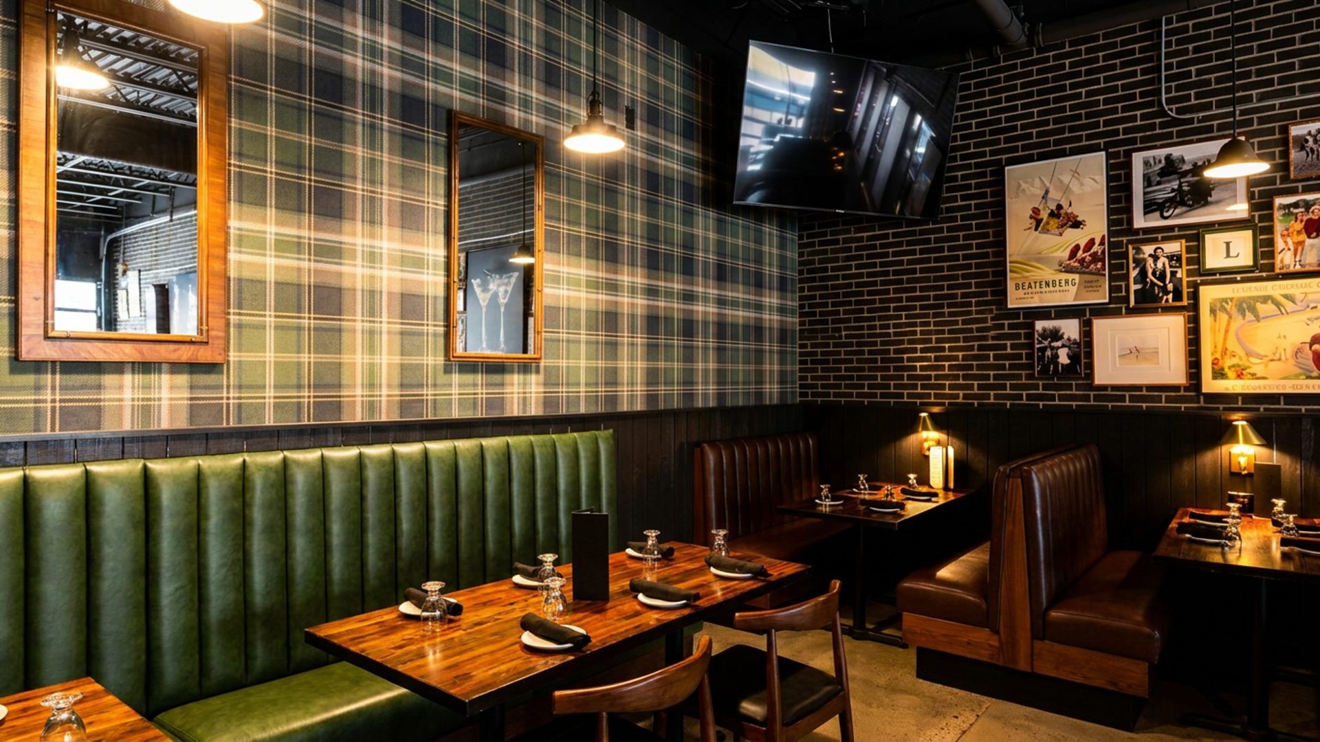 Cozy booths, brick walls, good company